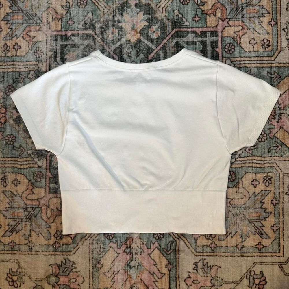 Offline by Aerie white cropped short sleeve top - Picture 3 of 3